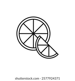 Citrus, lemon, lime, orange, tangerine slice icon linear logo mark set collection in black and white for web