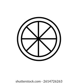 Citrus, lemon, lime, orange, tangerine slice icon black and white vector outline sign