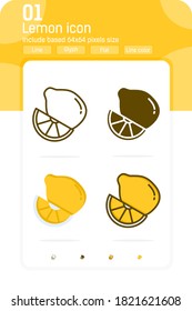 Citrus or lemon premiun icon with multiple style isolated on white background. Vector illustration sign symbol icon design for websites, mobile apps, UI, UX, packaging, fruits and all project