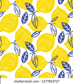 Citrus Lime Lemon Doodle Hand Drawn Pattern Background Wallpaper Fabric Texture