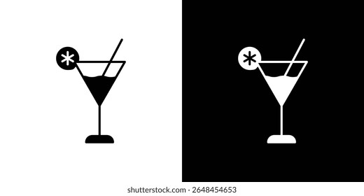 Citrus Martini glass icon symbol collection. Flat vector stock illustration.