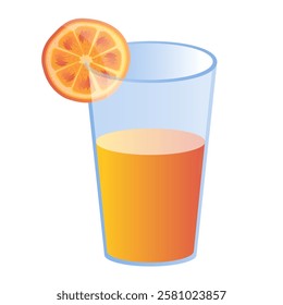 Citrus orange juice in a glass cup sliced fresh fruit cartoon illustration image