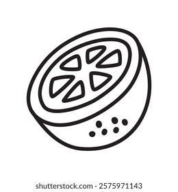 Citrus orange or lemon doodle icon hand drawn with thin line minimalistic style