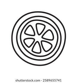 Citrus orange or lemon doodle icon hand drawn with thin line minimalistic style
