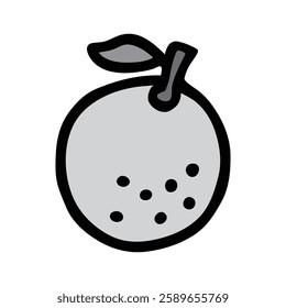 Citrus orange or lemon doodle icon hand drawn with black line in freehand style