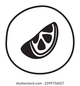 Citrus orange or lemon doodle icon hand drawn with black line in freehand style