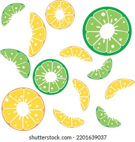 Citrus And Orange Vector Flat Slice Icon. Citrus  Fruit Vitamin C Segment Half Illustration, Cartoon Clementine