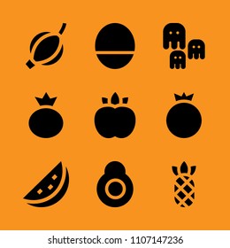 citrus, package, above and nectarine icon set. Vector illustration for web and design.