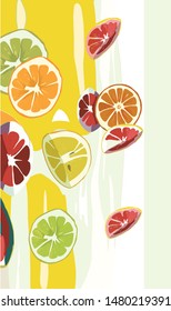 Citrus party. Colorful  illustration of healthy raw food.