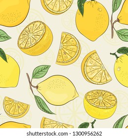 
Citrus pattern. Lemon juicy wallpaper. Summer fresh background collection.