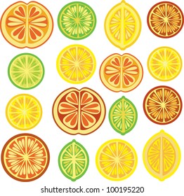 Citrus pattern, lemon, lime, orange