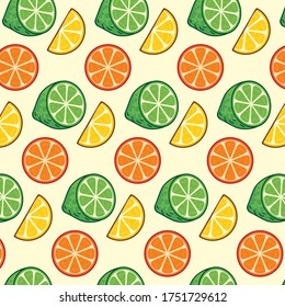Citrus. Pattern of lemon, orange lime and grapefruit.