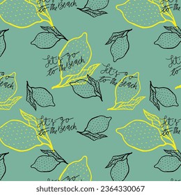 citrus pattern. lemons and slices with leaves. juicy bright pattern with fruits.