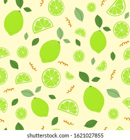 Citrus pattern. Lime. Seamless pattern background. Lemones texture vector.