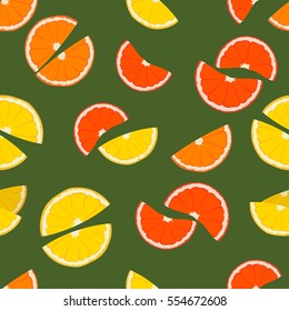 Citrus pattern on a green background