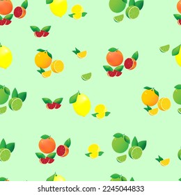 Citrus pattern of orange lime grapefruit lemon. Vector illustration