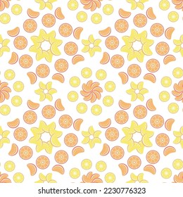 citrus pattern of oranges and grapefruits