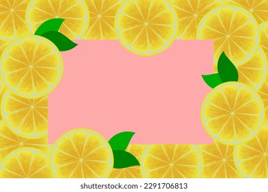 Citrus pattern, slices of lemon. Fresh organic tropical fruit background. Vegetarian design full of vitamins, creative summer refreshing concept