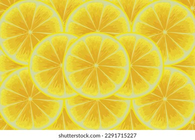 Citrus pattern, slices of lemon. Fresh organic tropical fruit background. Vegetarian design full of vitamins, creative summer refreshing concept