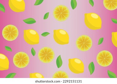 Citrus pattern, slices of lemon. Fresh organic tropical fruit background. Vegetarian design full of vitamins, creative summer refreshing concept