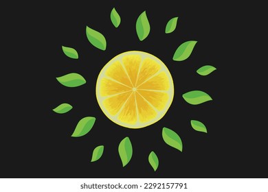 Citrus pattern, slices of lemon. Fresh organic tropical fruit background. Vegetarian design full of vitamins, creative summer refreshing concept