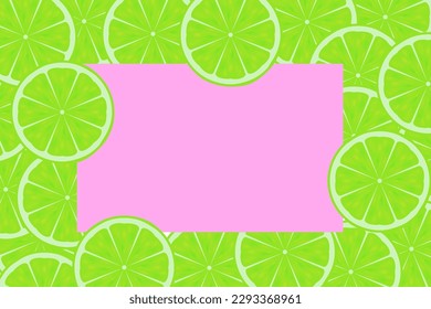 Citrus pattern, slices of lime. Fresh organic tropical fruit background. Vegetarian design full of vitamins, creative summer refreshing concept