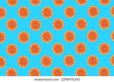 Citrus pattern, slices of orange. Fresh organic tropical fruit background. Vegetarian design full of vitamins, creative summer refreshing concept
