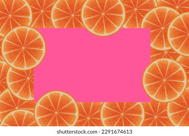 Citrus pattern, slices of orange. Fresh organic tropical fruit background. Vegetarian design full of vitamins, creative summer refreshing concept