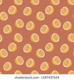 Citrus pattern with vintage colorful hand drawn for summer and autumn season, Vector illustration for fashion wrapping and textile print.