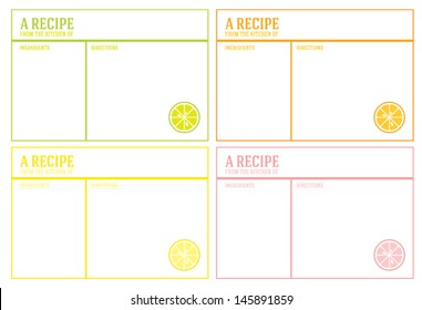 Citrus Recipe Card Vectors