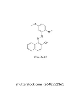 Citrus Red 2 estrutura esquelética. Ilustração esquemática do composto sintético. Diagrama simples, fórmula química.