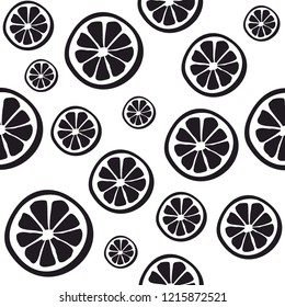 Citrus seamless black and white vector pattern. Citrus seamless pattern. Seamless isolated vector pattern. 