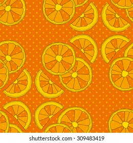 Citrus seamless pattern. Background with oranges and dots