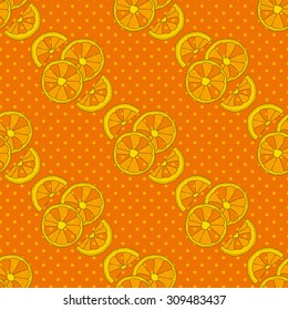 Citrus seamless pattern. Background with oranges and dots