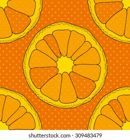 Citrus seamless pattern. Background with oranges and dots