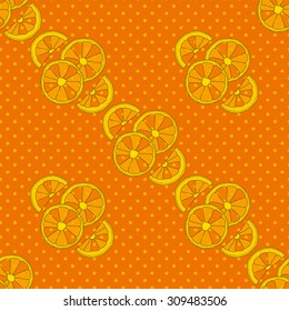 Citrus seamless pattern. Background with oranges and dots