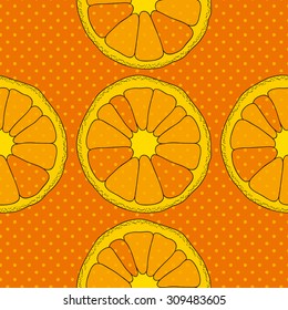 Citrus seamless pattern. Background with oranges and dots