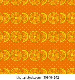 Citrus seamless pattern. Background with oranges and dots