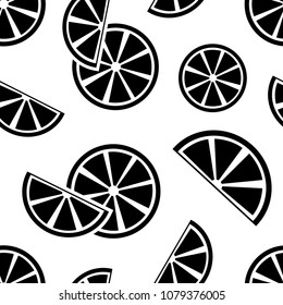 Citrus seamless pattern with black fruits. Vector illustration