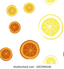 Citrus seamless pattern. Bright lemons in a cut.