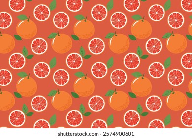 Citrus seamless pattern with grapefruits. Vector illustration.