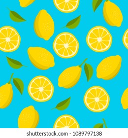 Citrus seamless pattern. Hand drawn lemon background. Vector illustration.