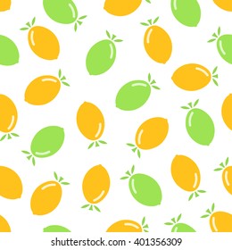 Citrus seamless pattern. Lemon and lime on white background. Fruit collection. Vector background EPS 8.