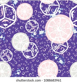 Citrus seamless pattern with lemons and limes. Cocktail.Soda.