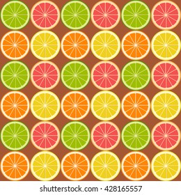 Citrus seamless pattern. Lime, lemon, orange and grapefruit. Vector illustration