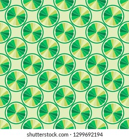 Citrus seamless pattern. Seamless pattern of lime slices. Fruit collection. Vector background