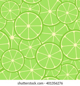 Citrus seamless pattern. Seamless pattern of lime slices. Fruit collection. Vector background EPS 8.