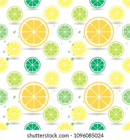 Citrus Seamless Pattern on white background.