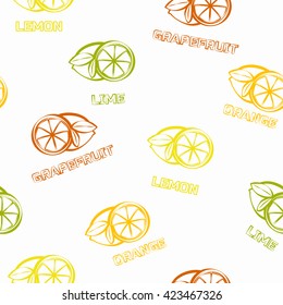 Citrus seamless pattern. Orange and lemon, grapefruit and lime