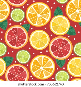 citrus seamless pattern. orange, lime, lemon and grapefruit vector are so fresh